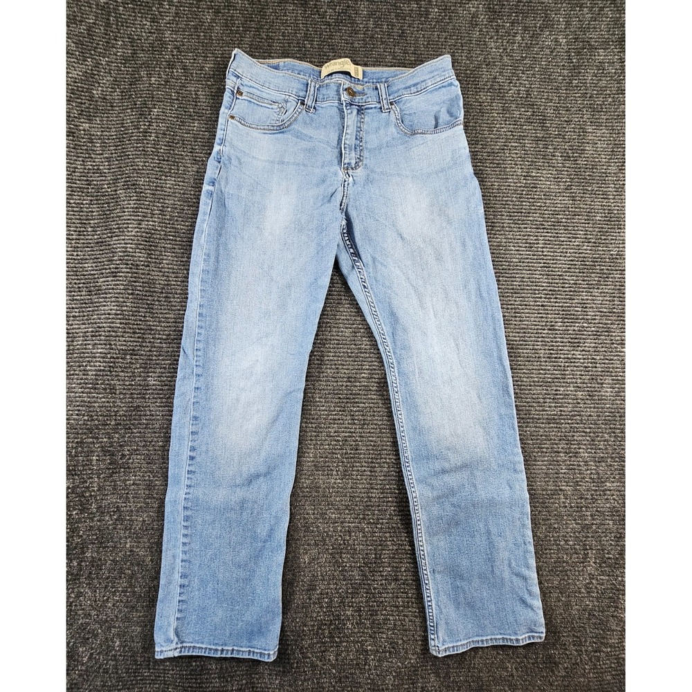 Wrangler Straight Jeans Mens 32x30 Blue Denim Cotton Stretch 5-Pocket Slim Fit